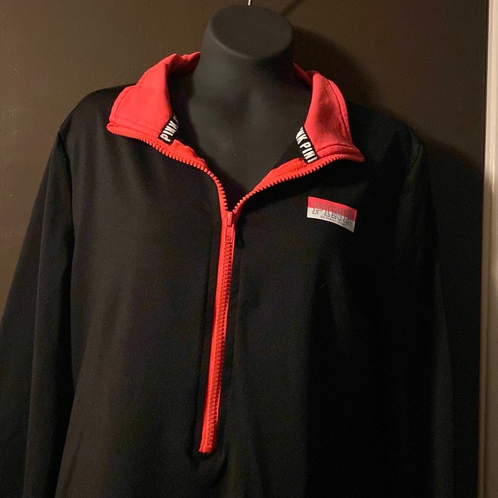 3/$20 Pink Victoria’s Secret Ultimate Size M Black Long Sleeve 1/4 Zip Pullover